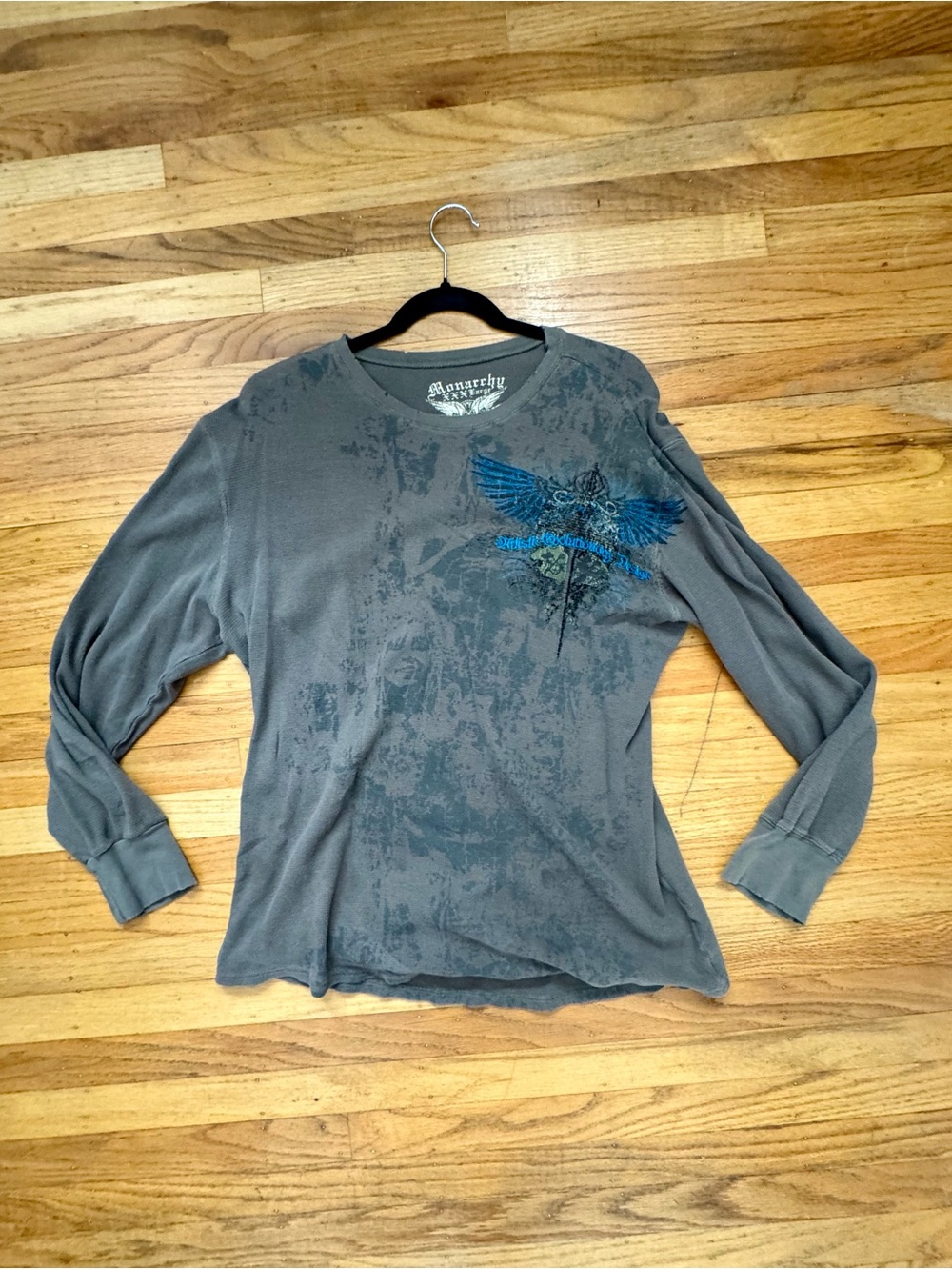 Y2K Anarchy Thermal Long Sleeve Wing Graphic Shirt